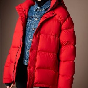 Goose down water proof puffer jacket red